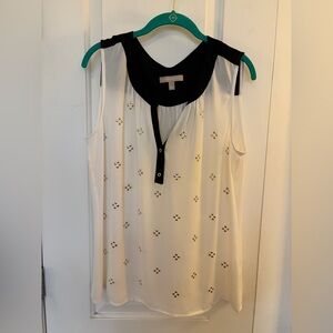 Sheer Banana Republic White/Black/Gold Blouse Sz L NWOT